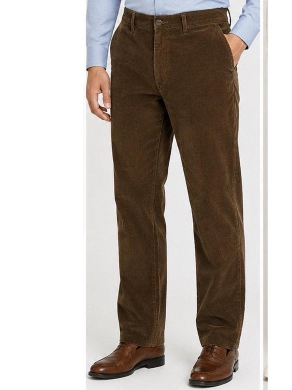 Men's Brown Corduroy Pants - Classic Straight Fit (38x30)
